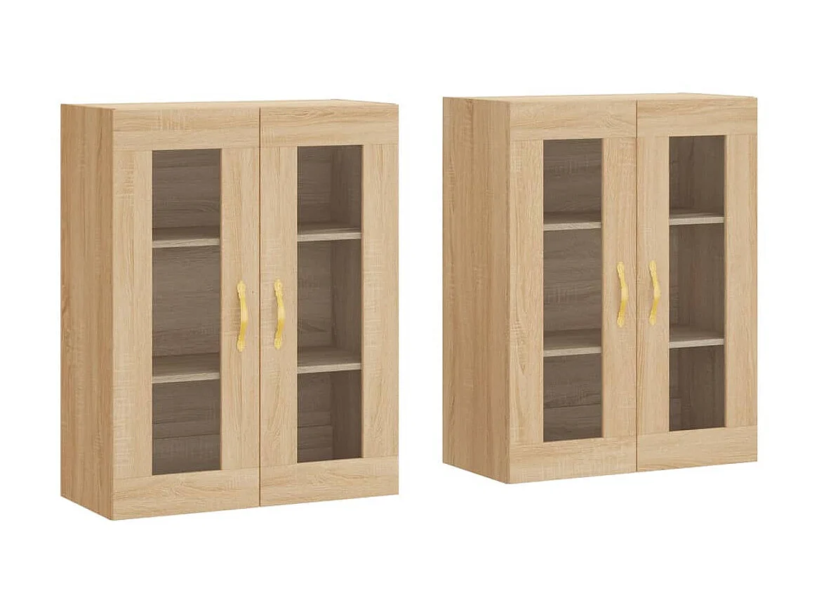 2 pcs Armoires murales chêne sobois d'ingénierie OIU80490