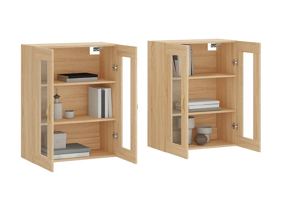 2 pcs Armoires murales chêne sobois d'ingénierie OIU80490