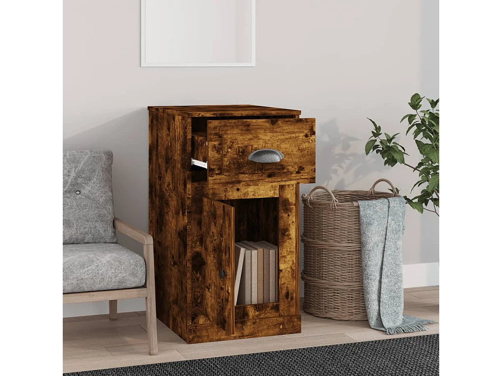 Armario auxiliar y cajón madera contrachapada roble 40x50x75 cm ES995365