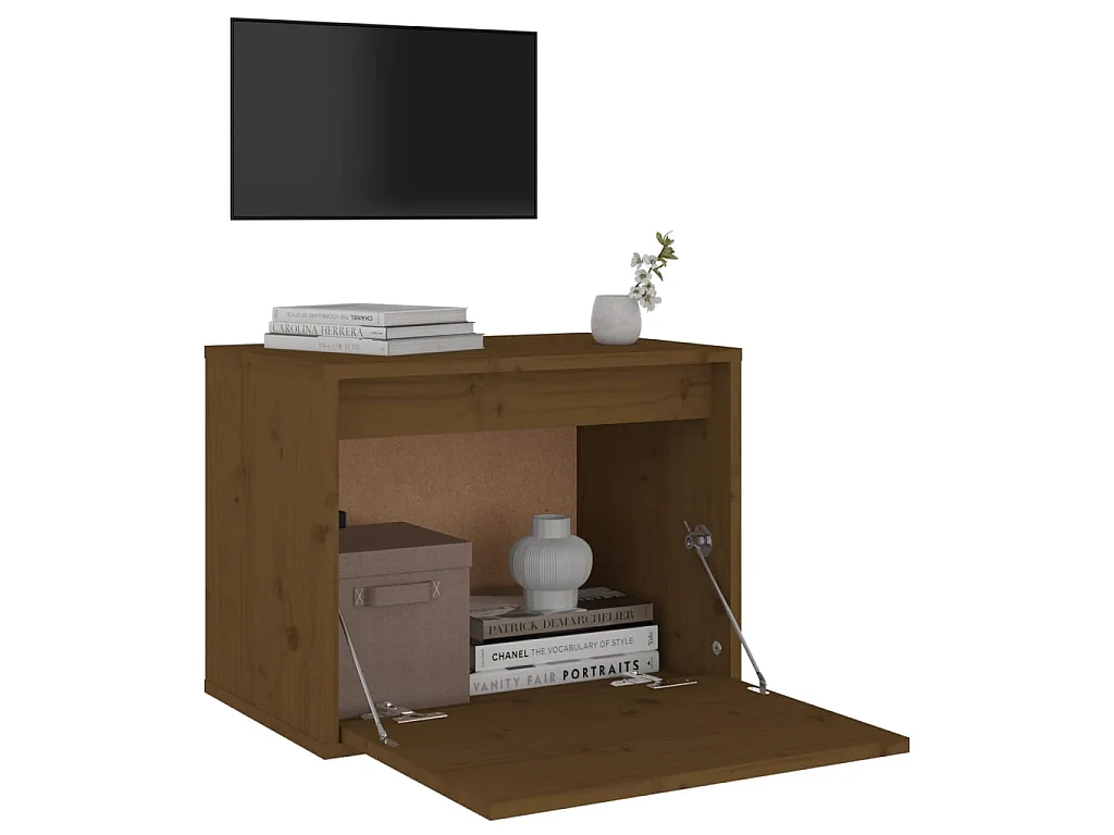 Wandschrank,Wandhängeschrank Honigbraun 45x30x35 cm Massivholz Kiefer -gkd411489
