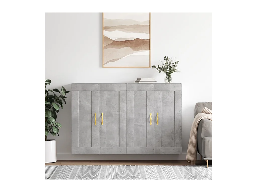 Móveis de parede 2 pcs derivados de madeira cinzento cimento PT144302