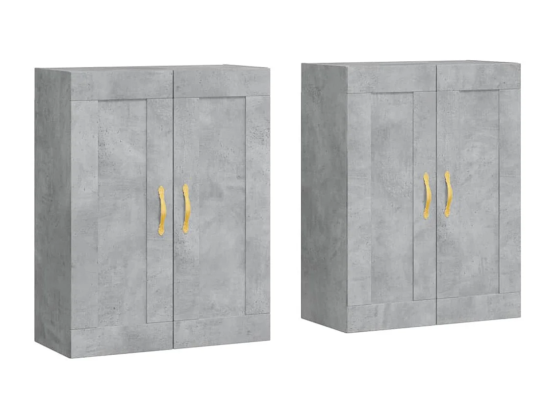 lot de 2 Armoires murales gris béton bois d'ingénierie QWE49245