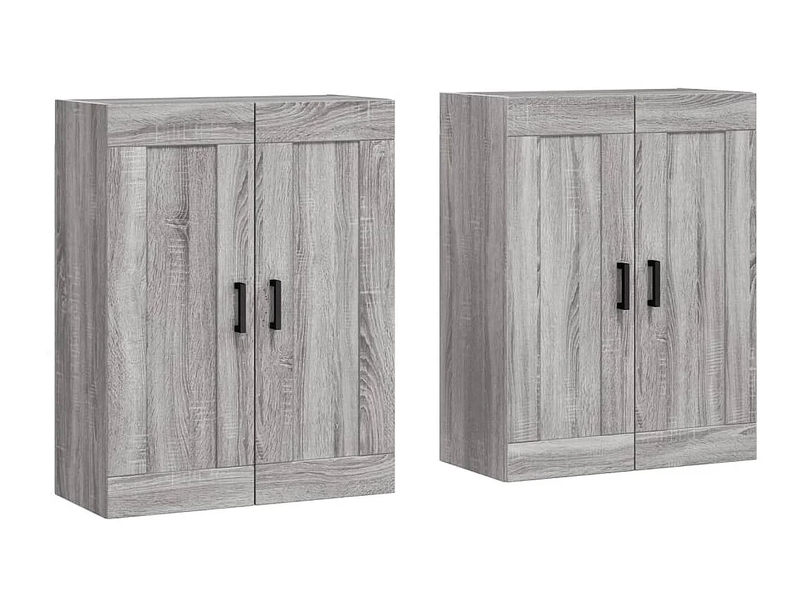 lot de 2 Armoires murales sonoma gris bois d'ingénierie QWE47899