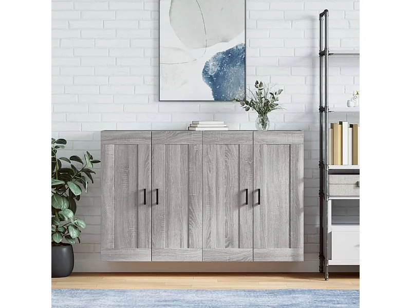 lot de 2 Armoires murales sonoma gris bois d'ingénierie QWE47899