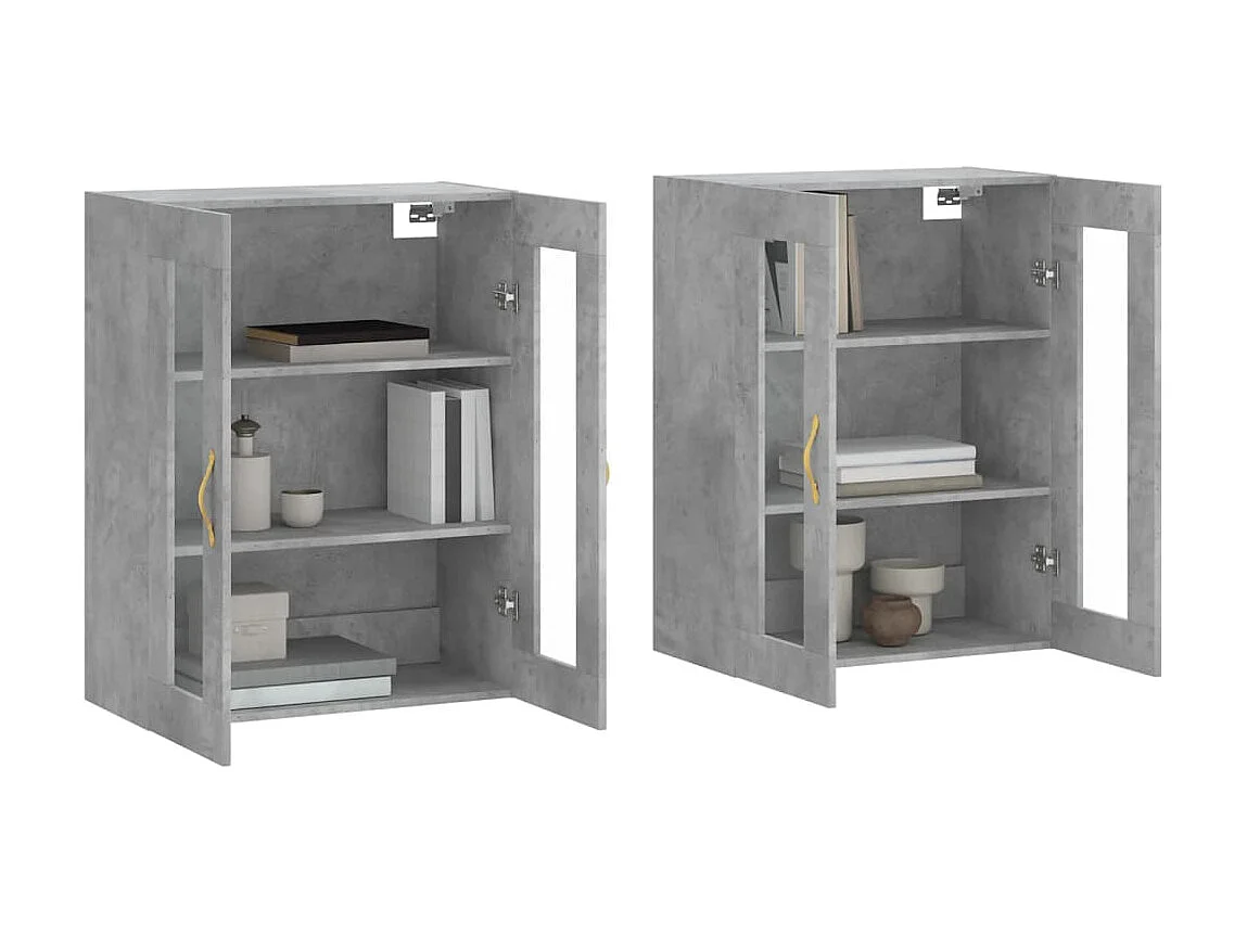 2 pcs Armoires murales gris béton bois d'ingénierie OIU81969