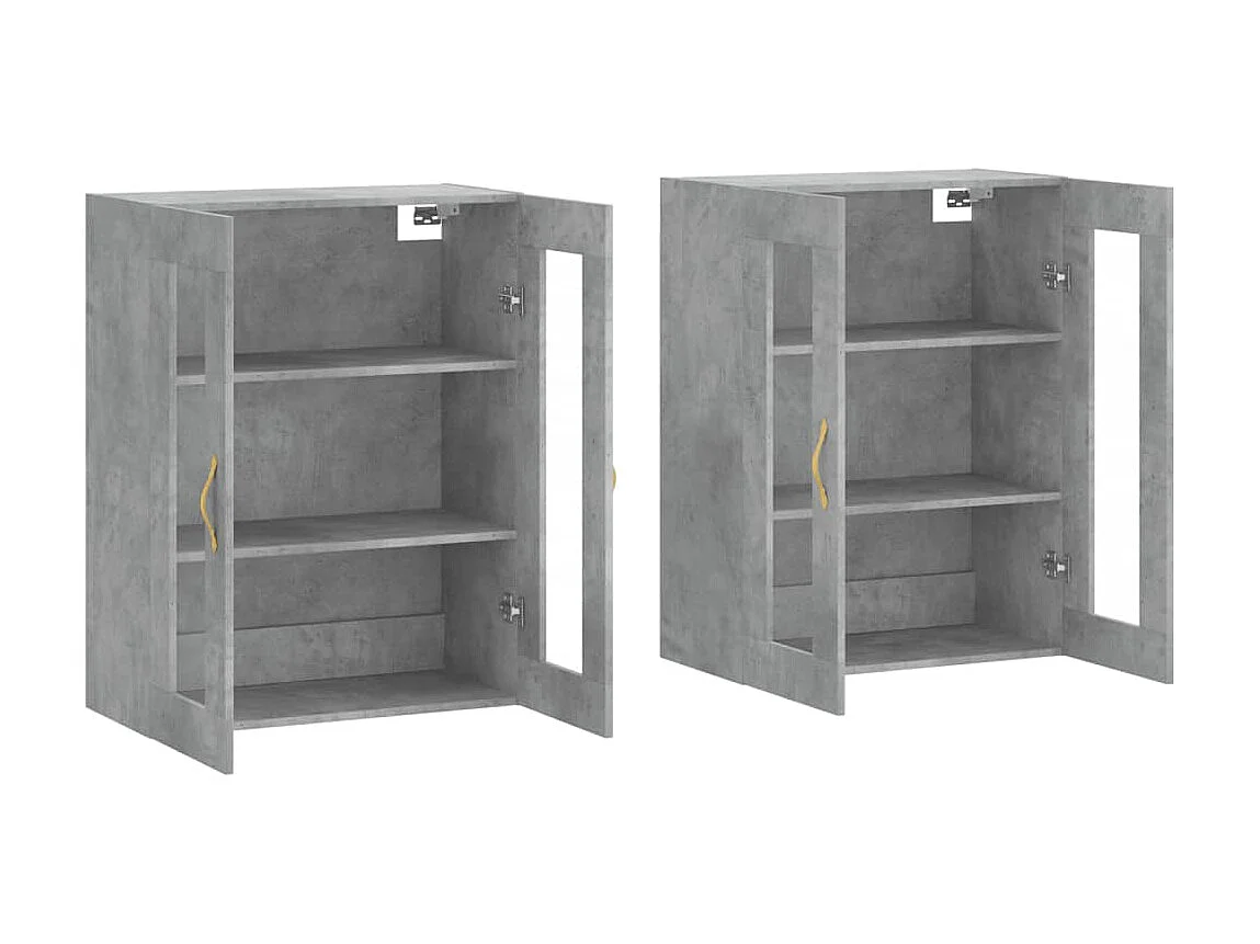 2 pcs Armoires murales gris béton bois d'ingénierie OIU81969