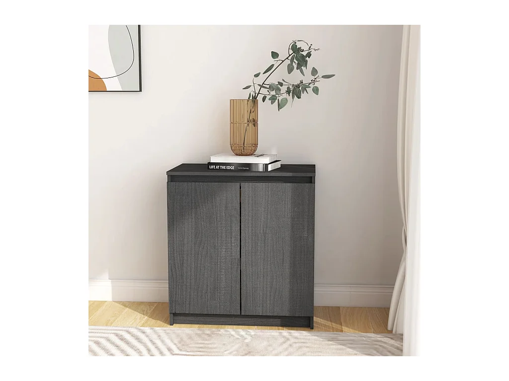 Armoire latérale Gris 60x36x65 cm Bois de pin massif SBC9978