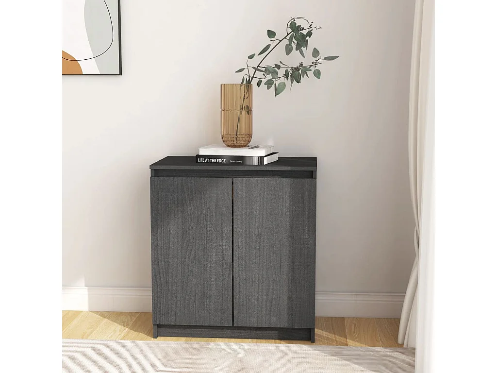 Armoire latérale Gris 60x36x65 cm Bois de pin massif SBC9978