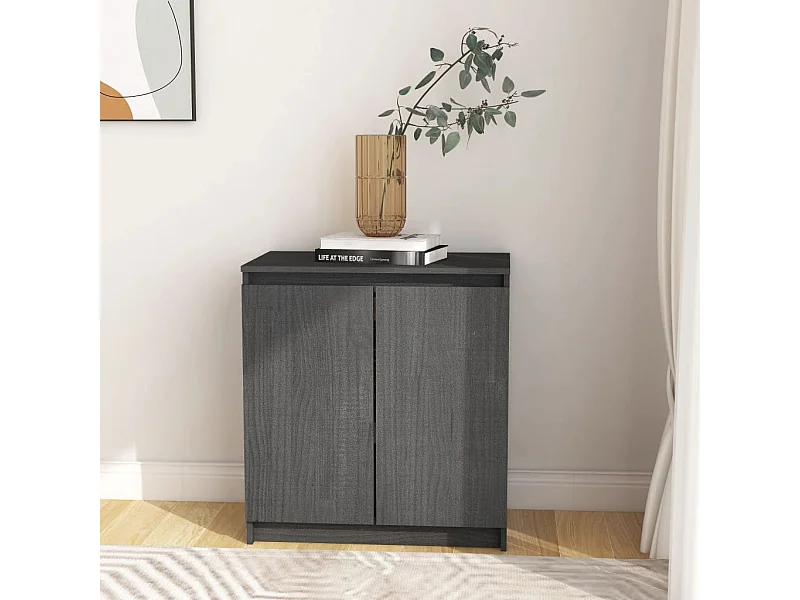 Armoire latérale Gris 60x36x65 cm Bois de pin massif SBC9978