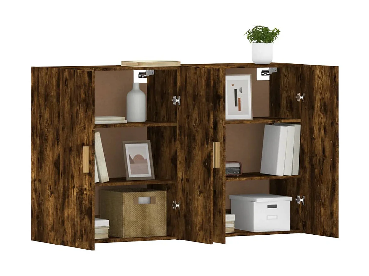 Móveis de parede 2 pcs derivados de madeira carvalho fumado PT176498