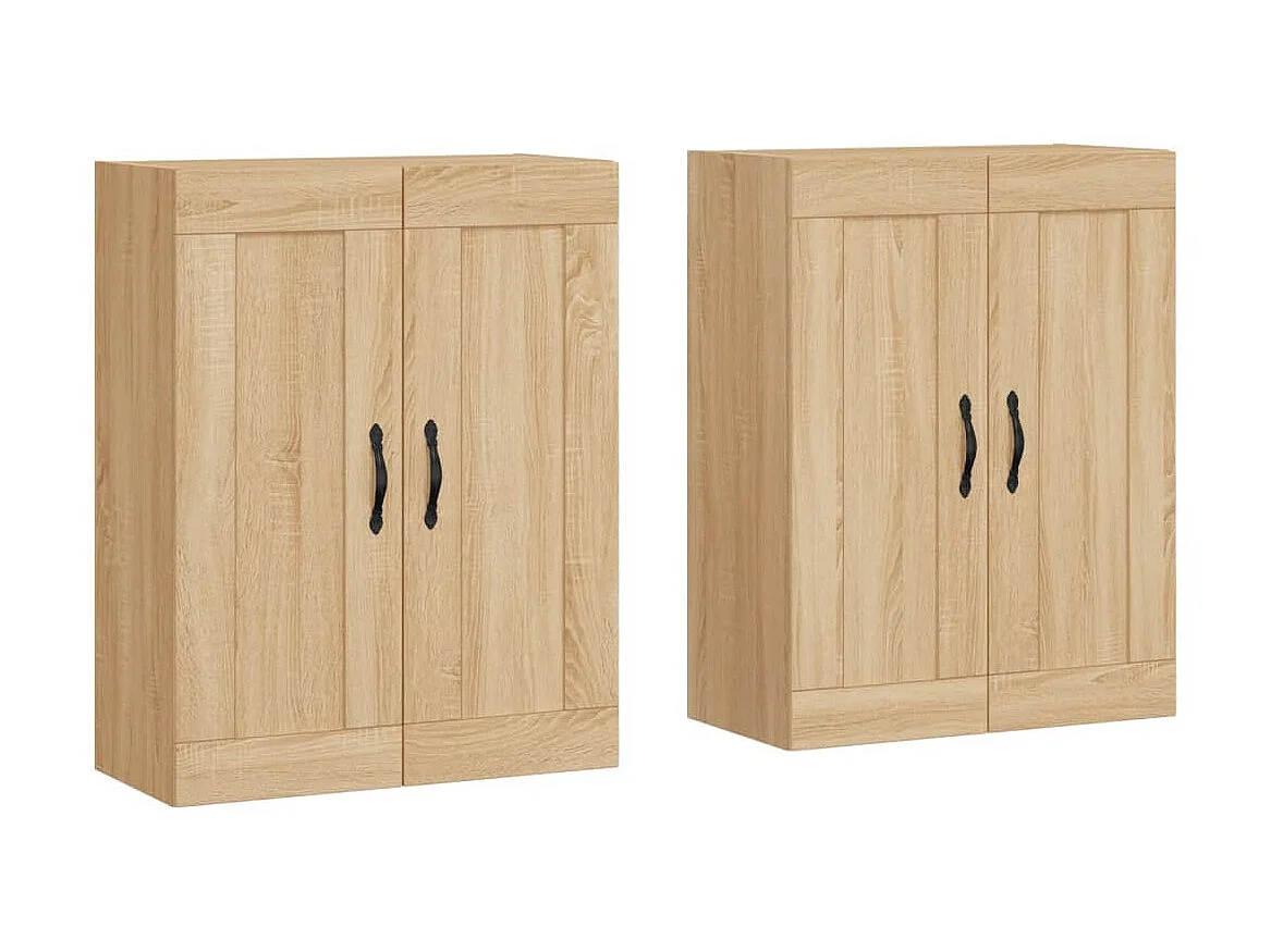 lot de 2 Armoires murales chêne sonoma bois d'ingénierie QWE12242