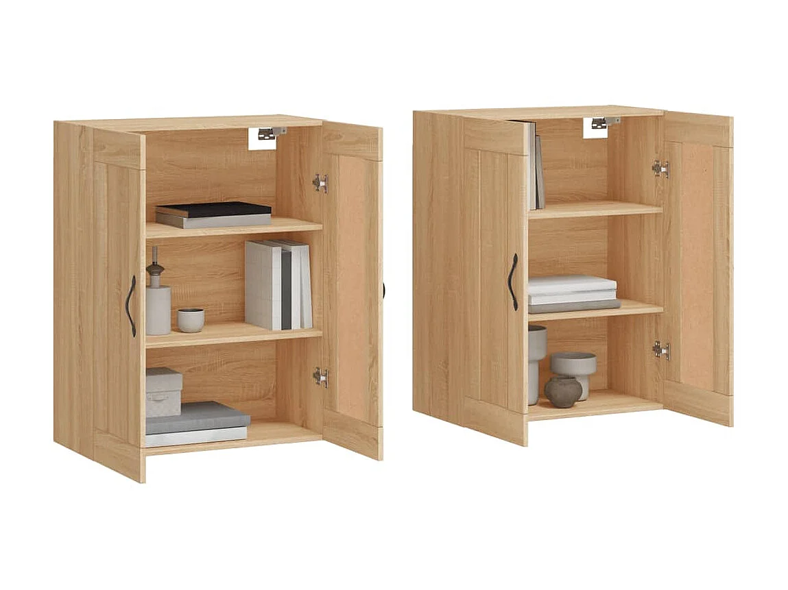 lot de 2 Armoires murales chêne sonoma bois d'ingénierie QWE12242