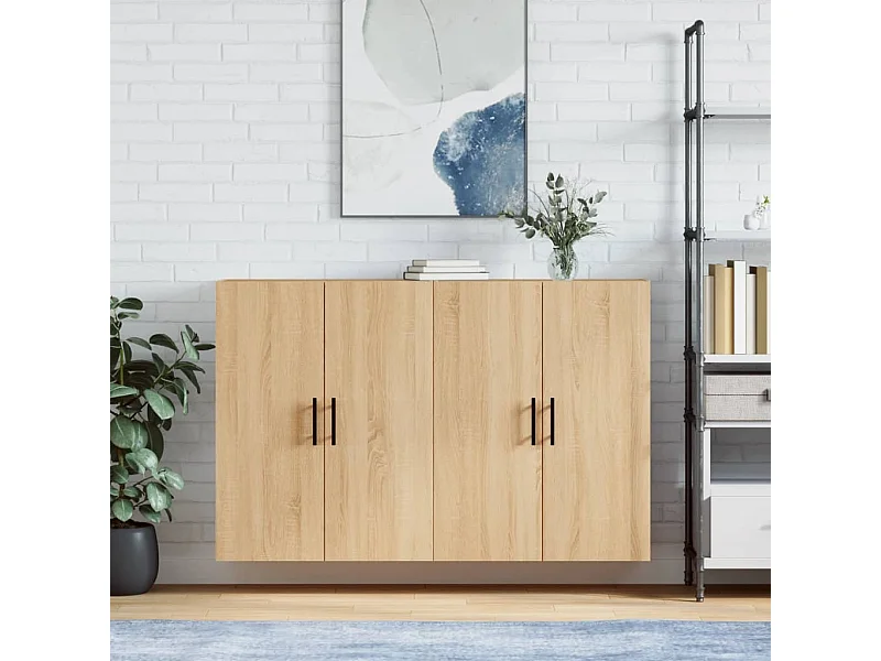 Armario de pared 2 unidades roble Sonoma 69,5x34x90 cm ES792860