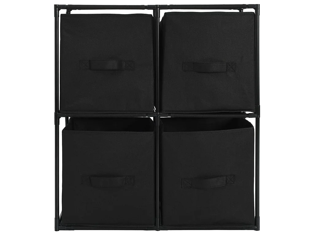 Armário de arrumação com 4 cestos tecido 63x30x71 cm aço preto PT810330