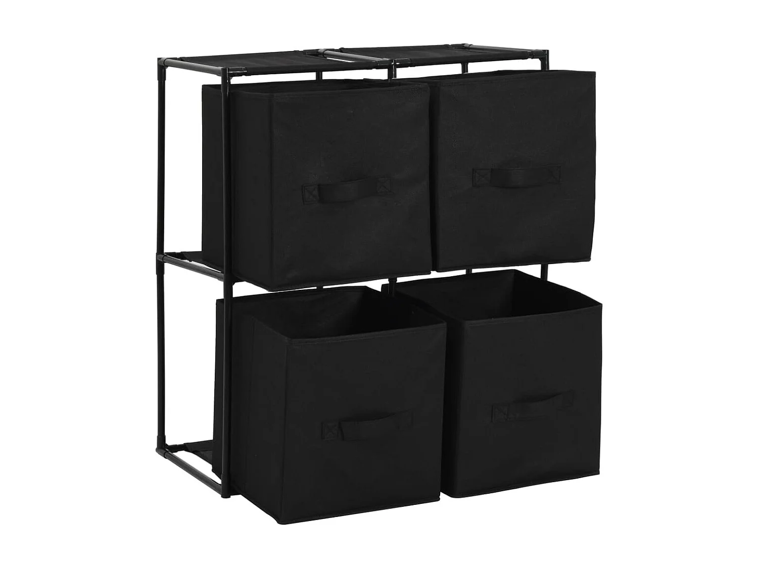 Armário de arrumação com 4 cestos tecido 63x30x71 cm aço preto PT810330