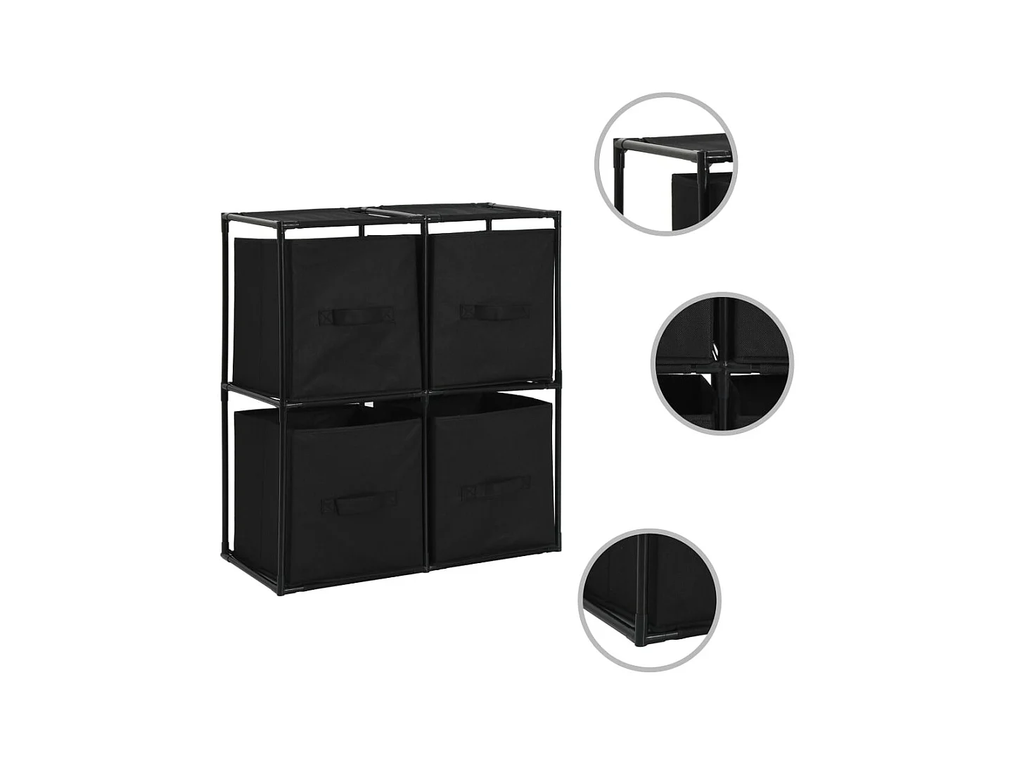 Armoire de rangement avec 4 paniers tissu Noir 63x30x71cm Acier SBC3613