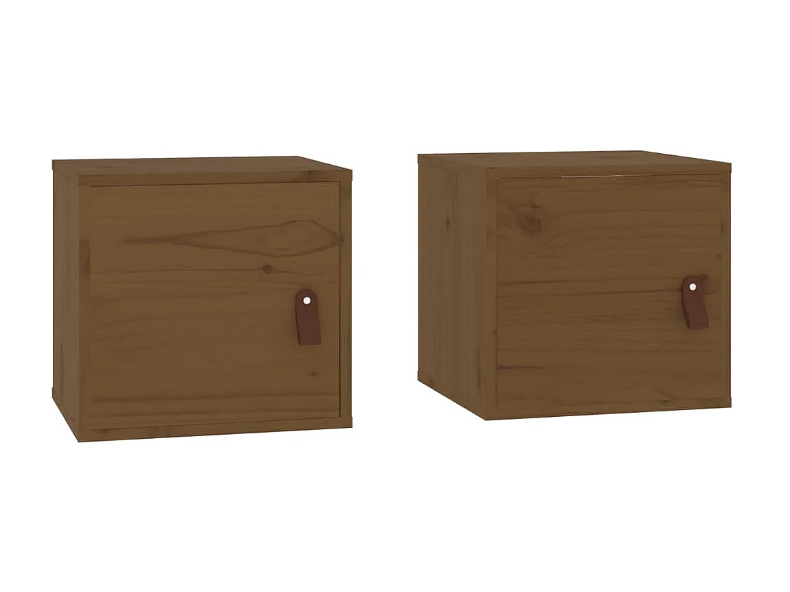 Armoires murales 2 pcs Marron miel 31,5x30x30 cm Bois pin massif OLA8819