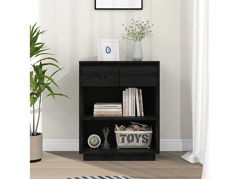 Armário consola 60x34x75 cm pinho maciço preto PT528379