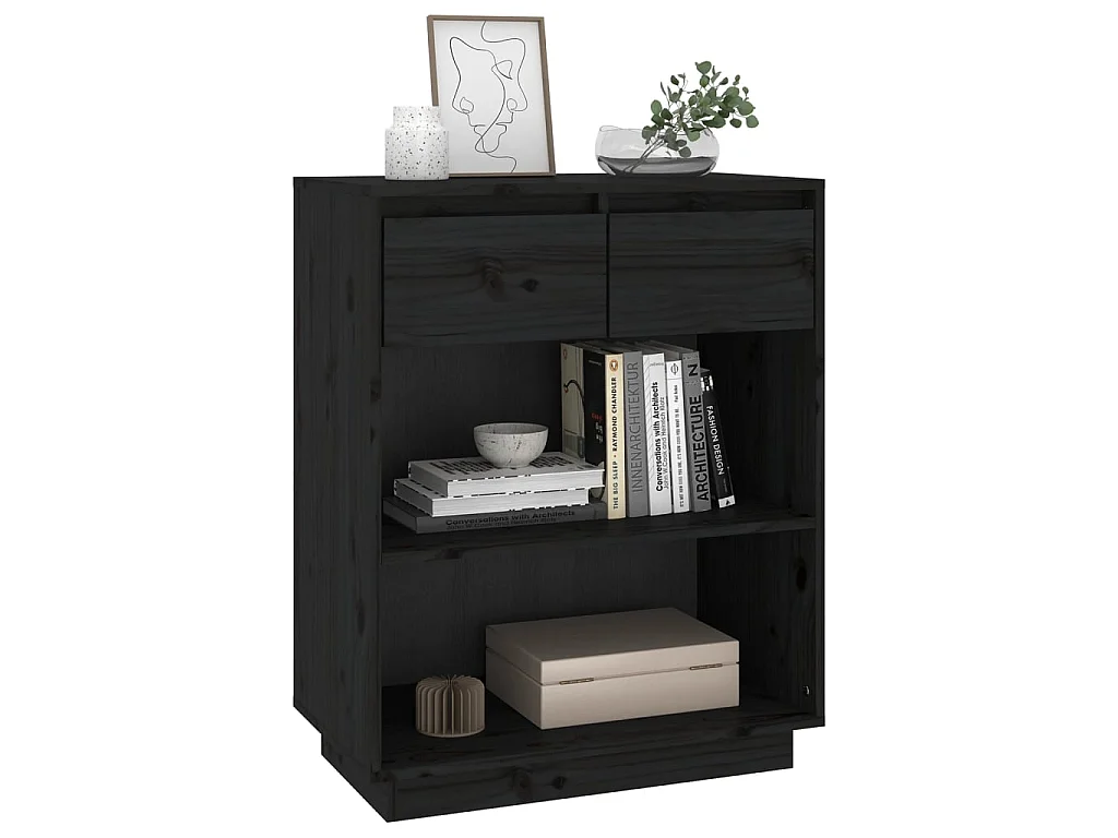 Armário consola 60x34x75 cm pinho maciço preto PT528379