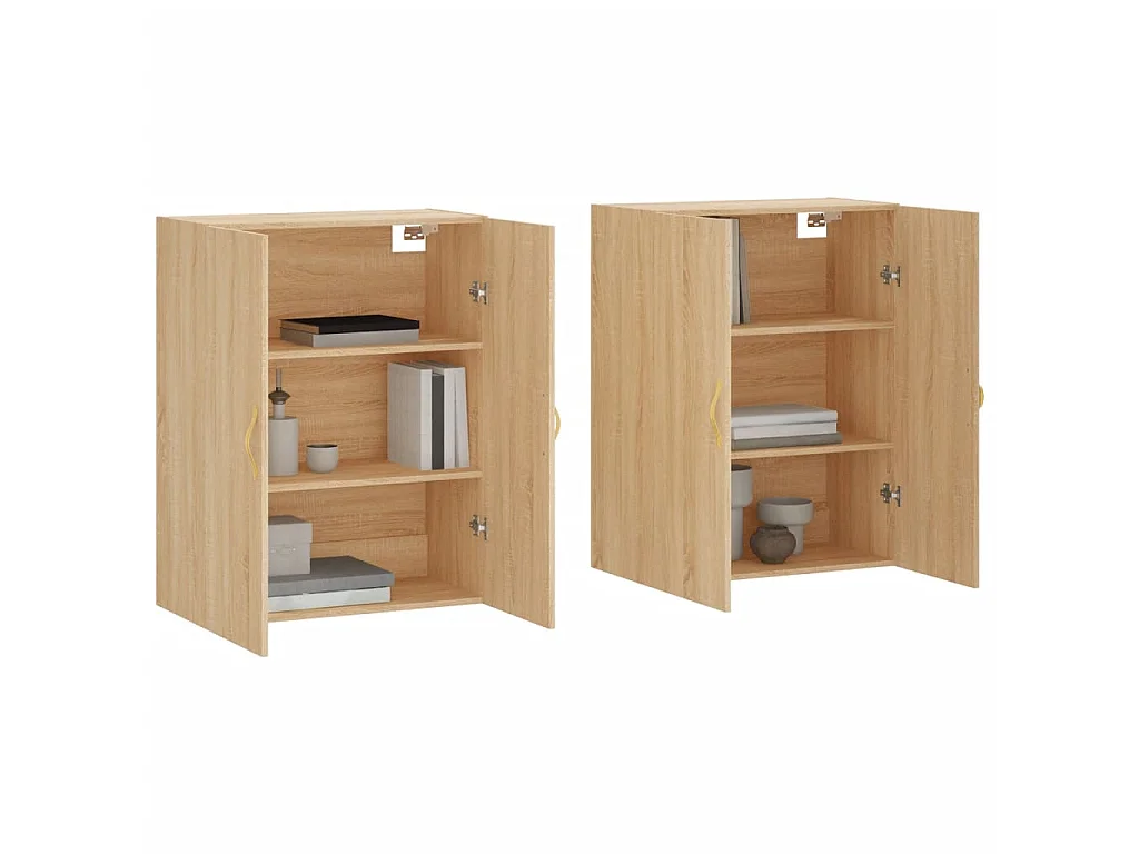 2 pcs Armoires murales chêne so69,5x34x90 cm OIU18465