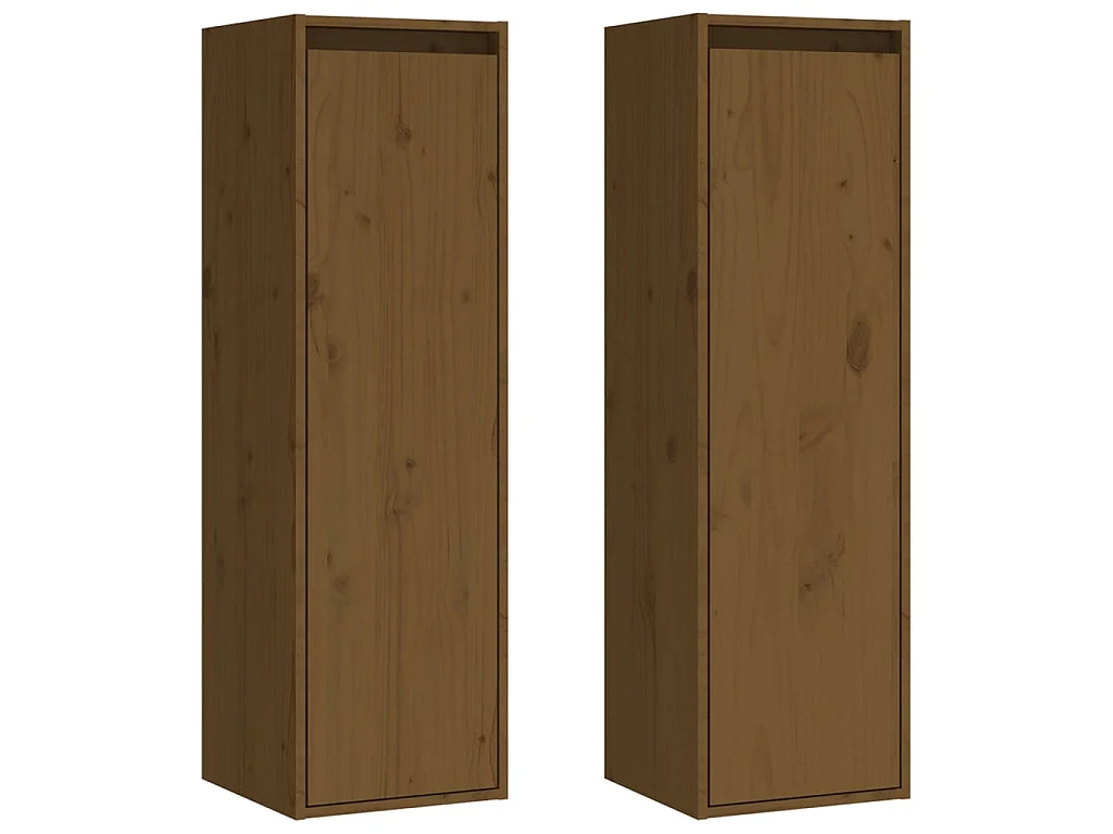 Armarios de pared 2 uds madera de pino marrón miel 30x30x100 cm ES740306