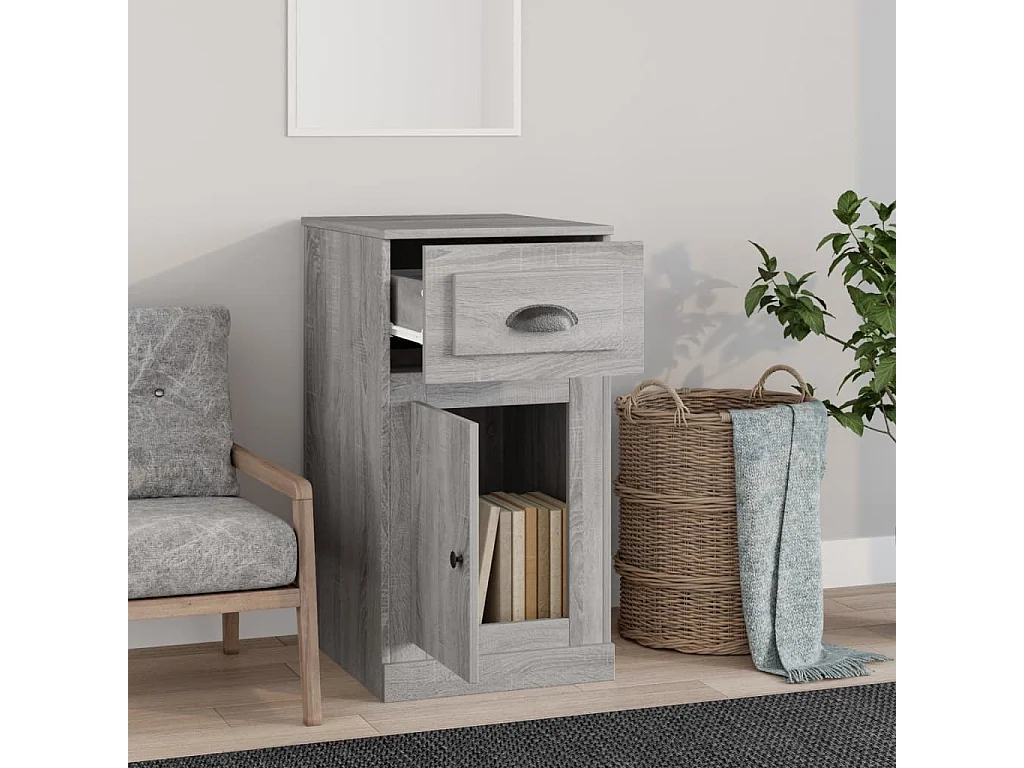 Armario auxiliar y cajón madera contrachapada gris 40x50x75 cm ES427087