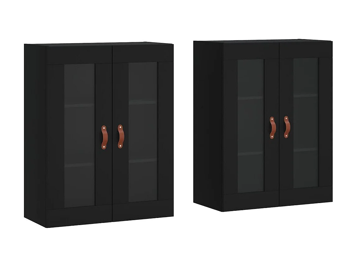 Móveis de parede 2 pcs derivados de madeira preto PT390634