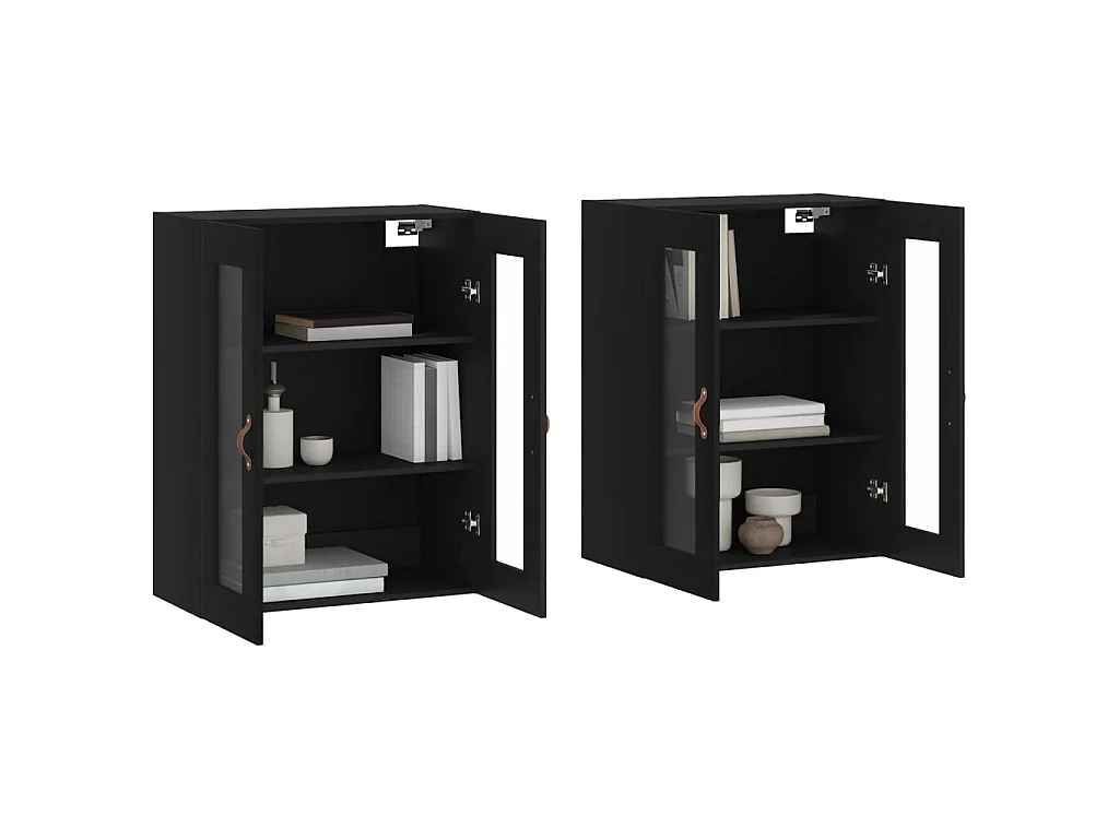 Móveis de parede 2 pcs derivados de madeira preto PT390634