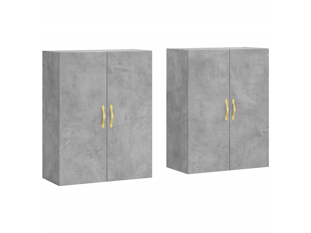 2 pcs Armoires murales gris béton 69,5x34x90 cm OIU94659
