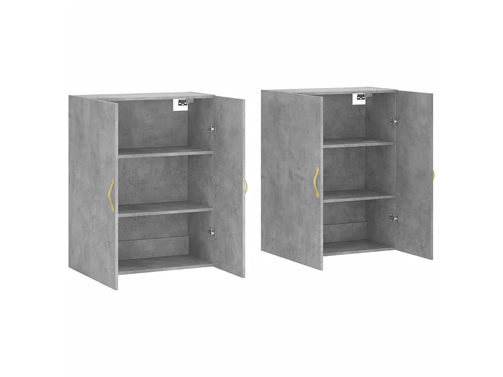 2 pcs Armoires murales gris béton 69,5x34x90 cm OIU94659