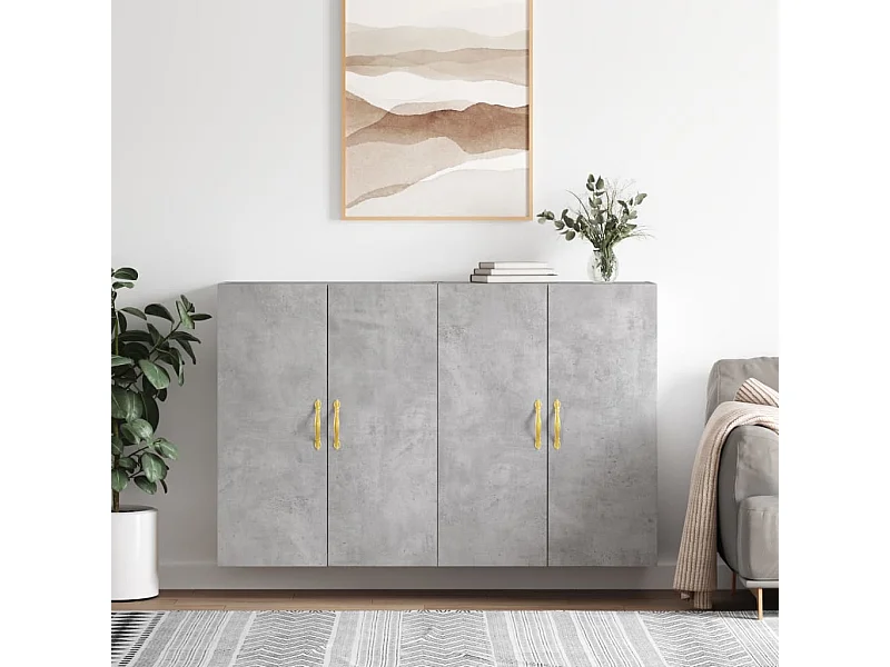 2 pcs Armoires murales gris béton 69,5x34x90 cm OIU94659