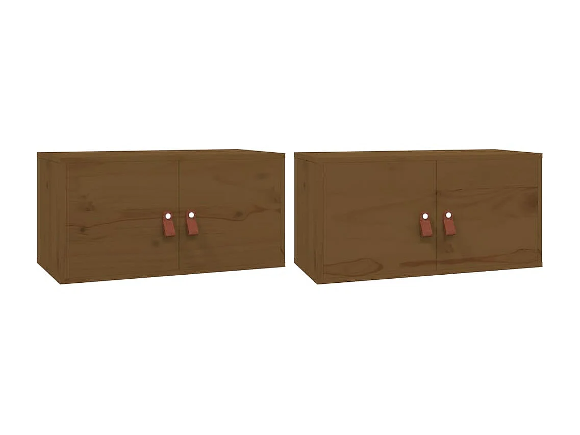 2 pcs Armoires murales Marron miel 60x30x30 cm Pin massif OIU59586