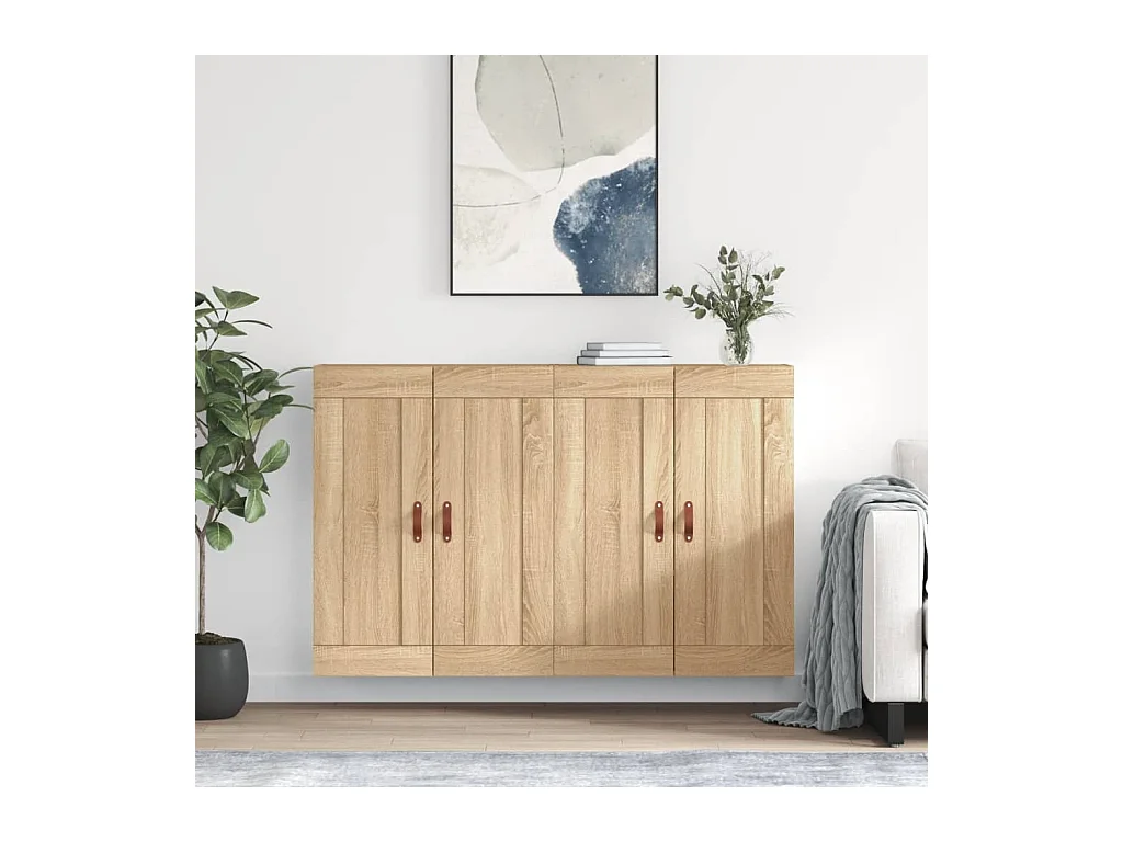 lot de 2 Armoires murales chêne sonoma bois d'ingénierie QWE94263