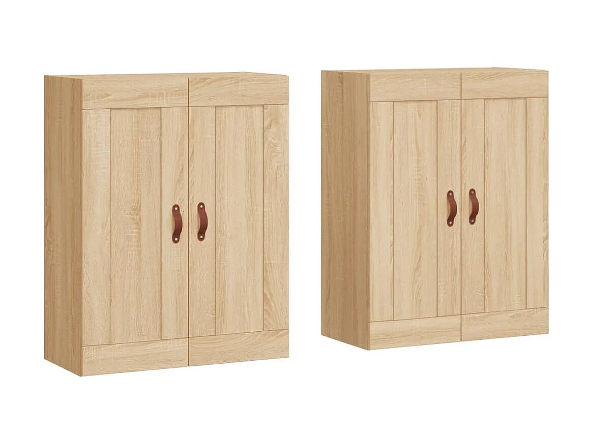 lot de 2 Armoires murales chêne sonoma bois d'ingénierie QWE94263