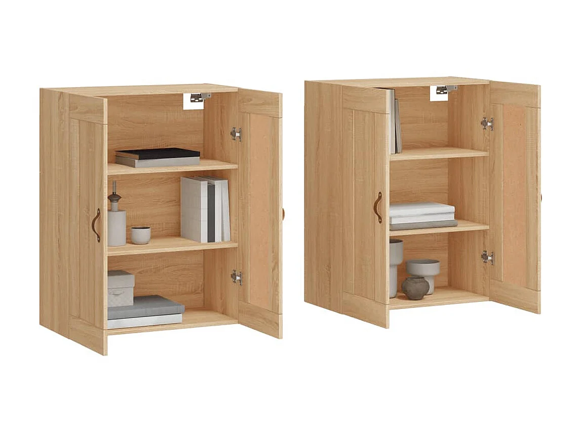 lot de 2 Armoires murales chêne sonoma bois d'ingénierie QWE94263