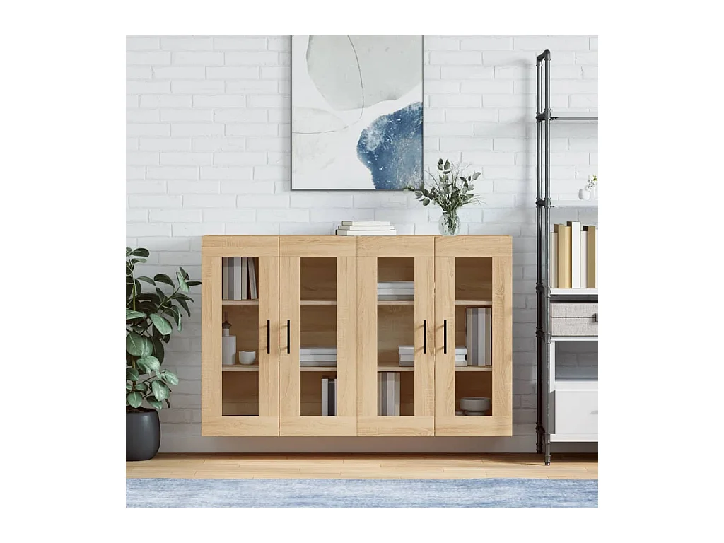 lot de 2 Armoires murales chêne sonoma bois d'ingénierie QWE39309