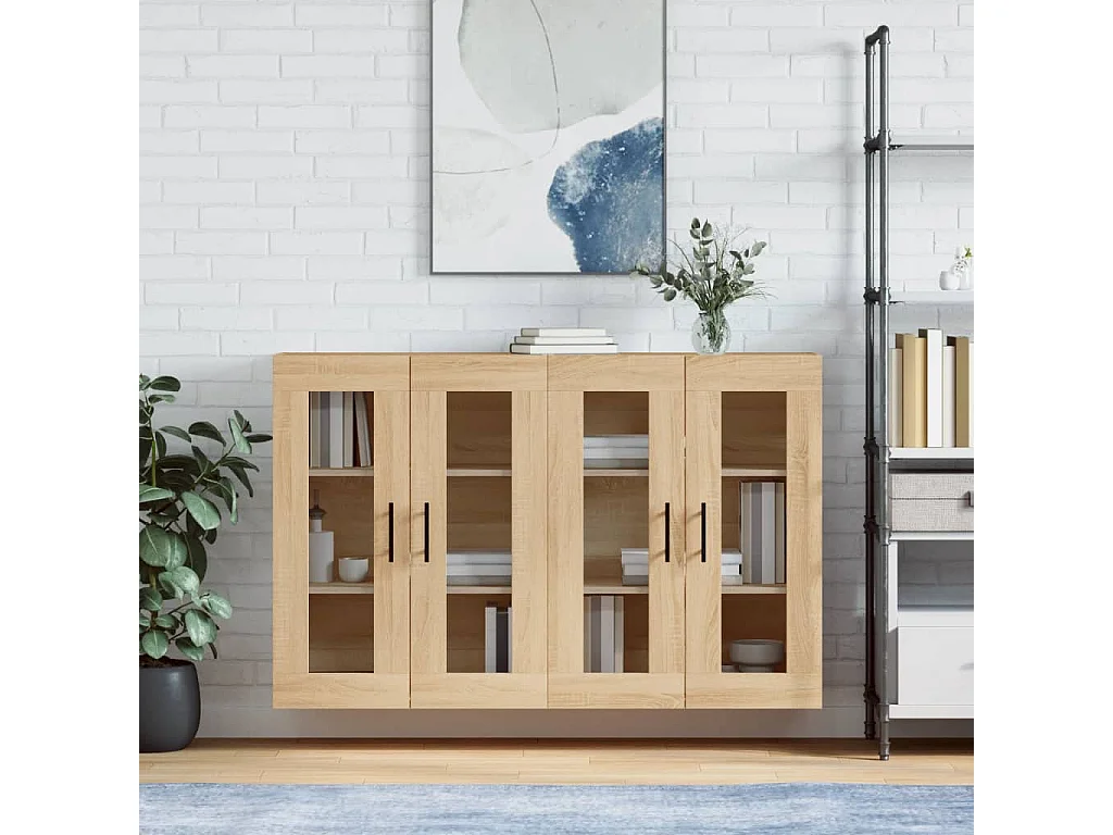 lot de 2 Armoires murales chêne sonoma bois d'ingénierie QWE39309