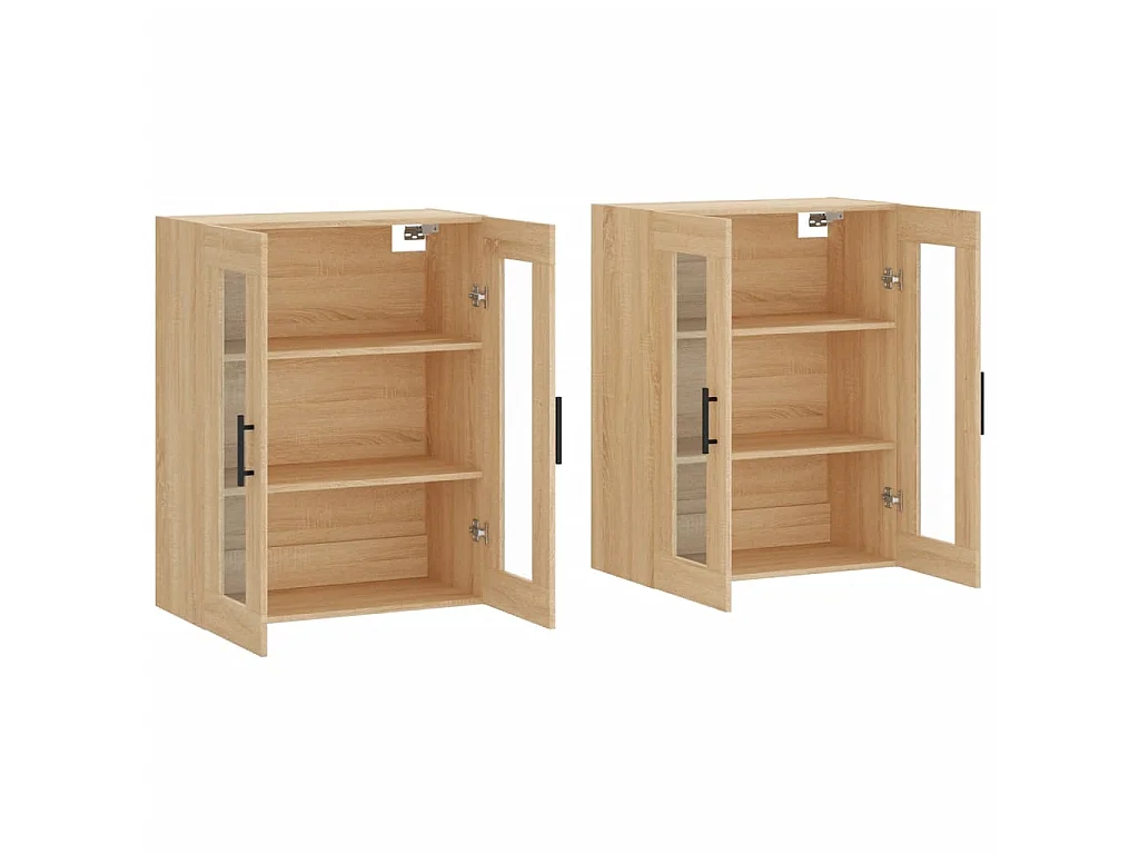 lot de 2 Armoires murales chêne sonoma bois d'ingénierie QWE39309