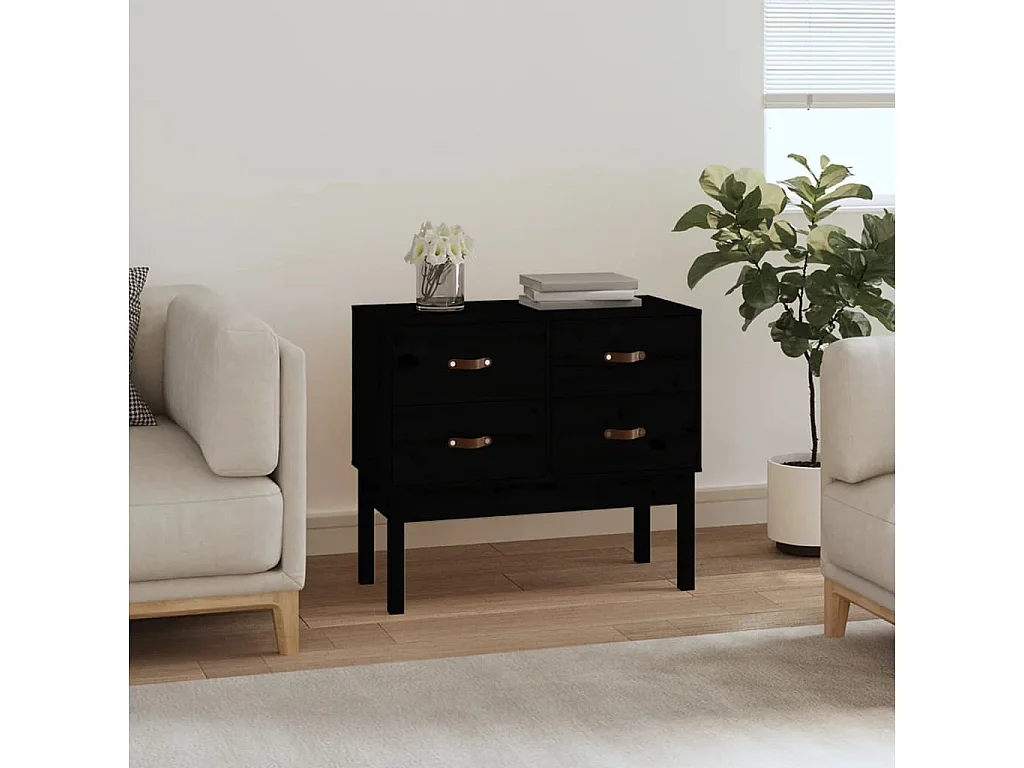 Mueble consola de madera maciza de pino negro 90x40x78 cm ES957564