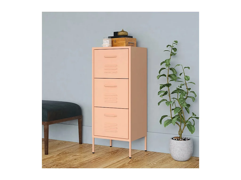 Armário de arrumação aço 42,5x35x101,5 cm rosa PT303036