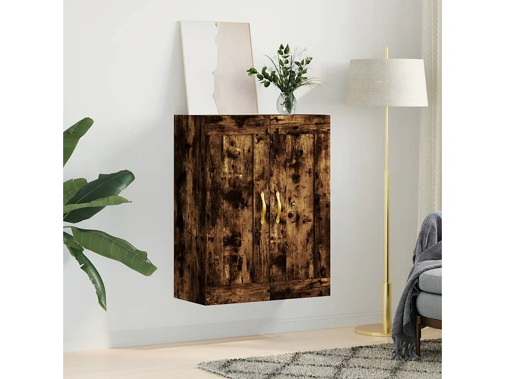 Armario de pared madera ingeniería roble ahumado 69,5x34x90 cm ES954115