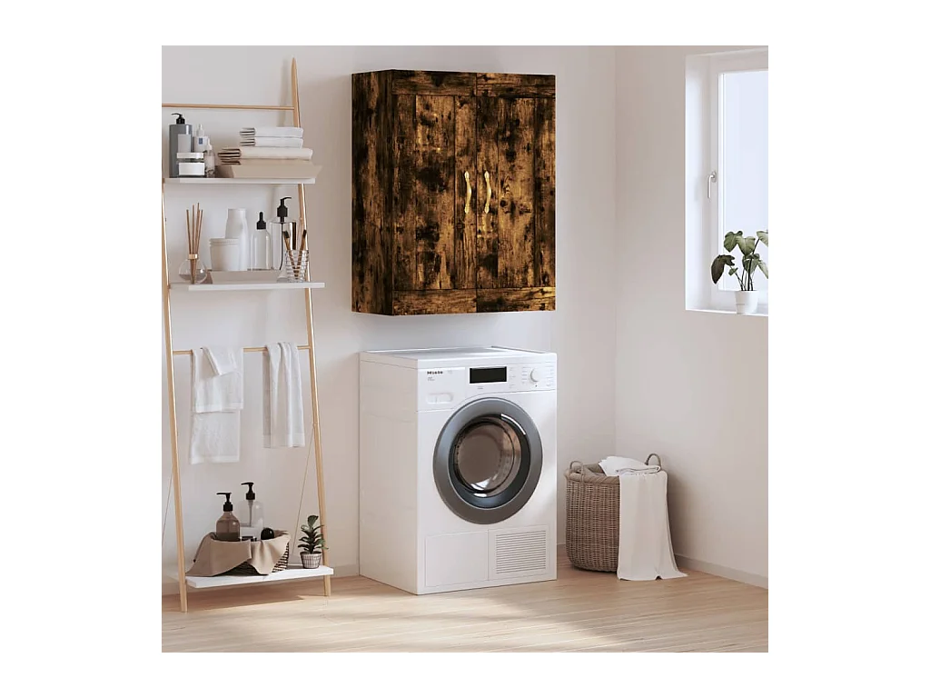 Armoire murale chêne fumé 69,5x34x90 cm bois d'ingénierie QWE60544