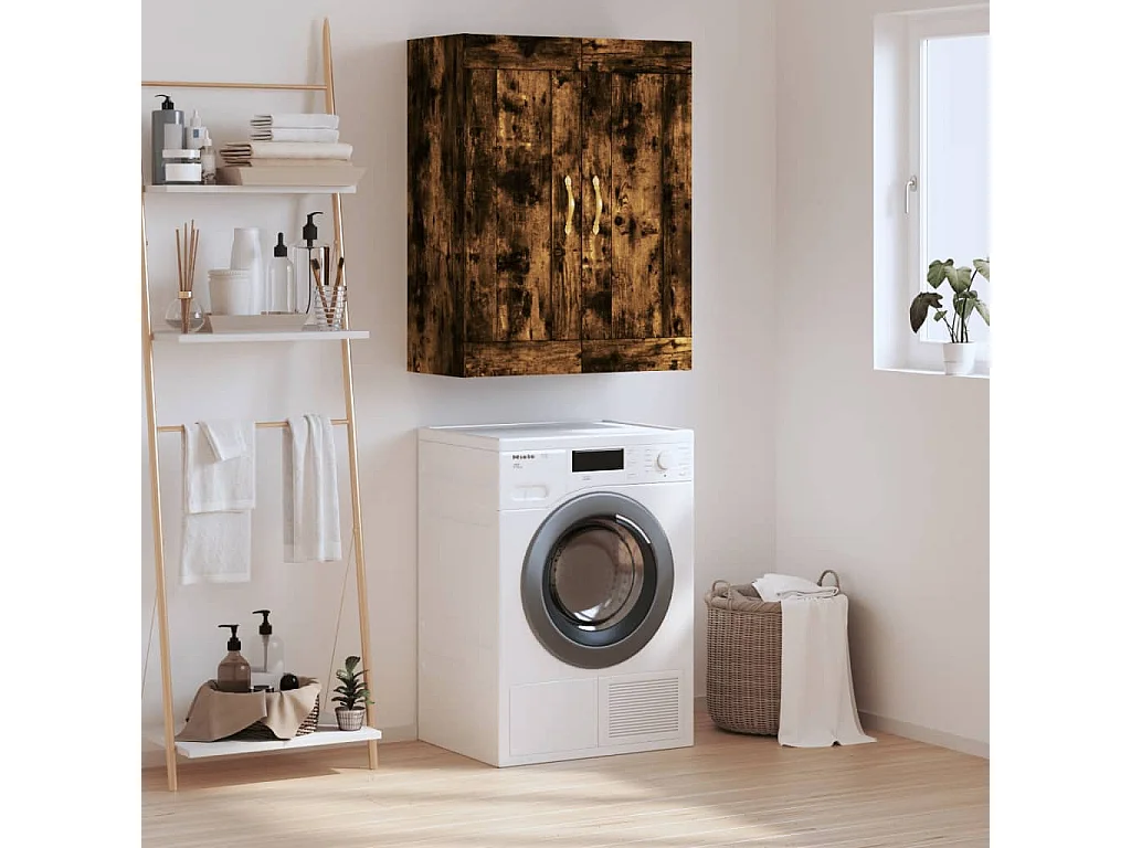 Armoire murale chêne fumé 69,5x34x90 cm bois d'ingénierie QWE60544