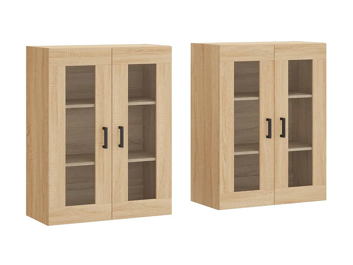 lot de 2 Armoires murales chêne sonoma bois d'ingénierie QWE43745