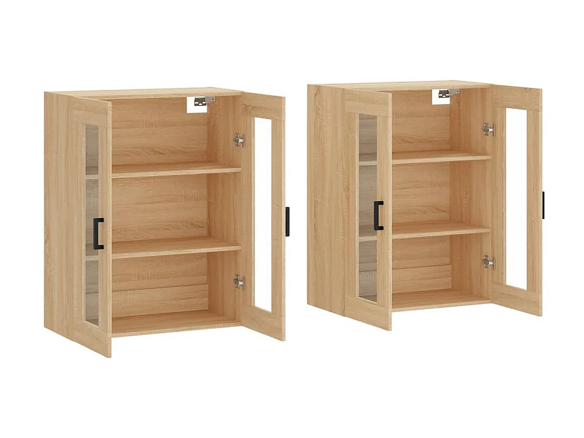 lot de 2 Armoires murales chêne sonoma bois d'ingénierie QWE43745