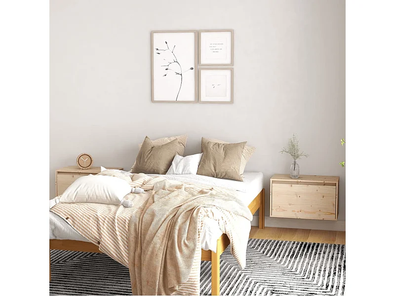 Armarios de pared 2 uds madera maciza de pino 60x30x35 cm ES448491