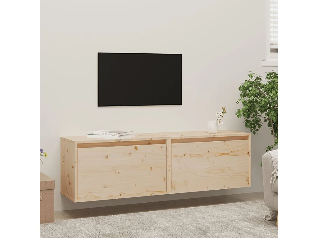 2 pcs Armoires murales 60x30x35 cm Bois de pin massif OIU43563