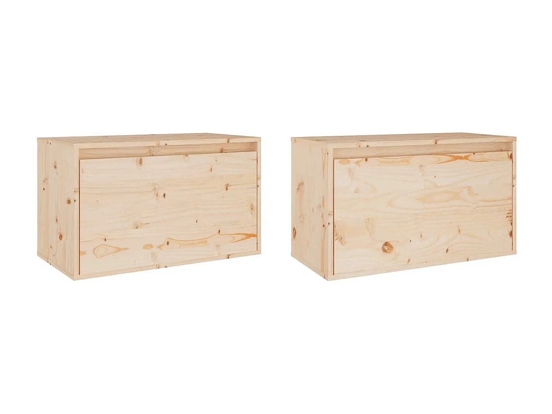 2 pcs Armoires murales 60x30x35 cm Bois de pin massif OIU43563