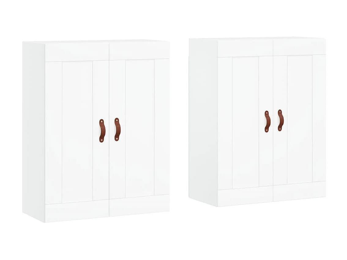 lot de 2 Armoires murales blanc bois d'ingénierie QWE56150