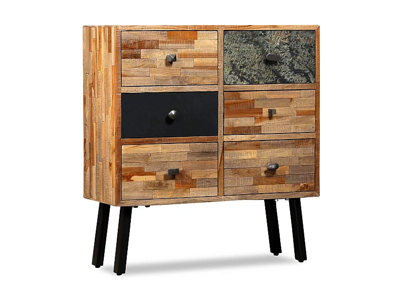Armoire latérale avec 6 tiroirs Teck massif de récupération SBC9651